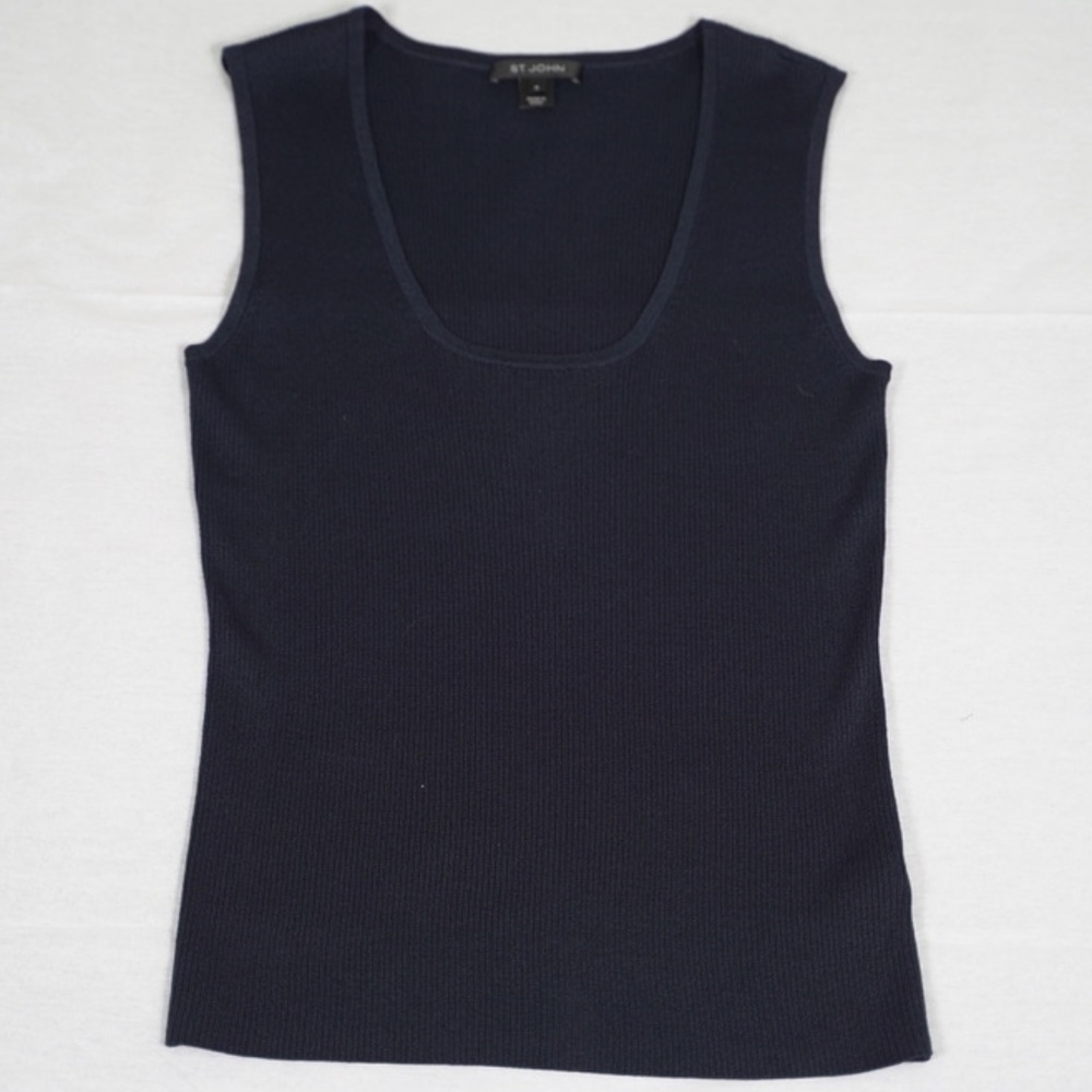 St. Johns Collection Wool Knit Navy Blue Top
